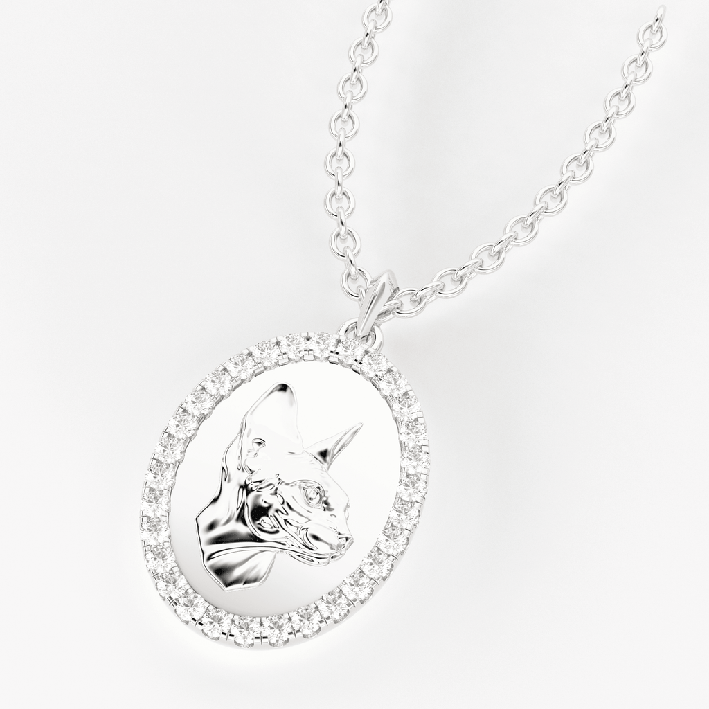 Cat 14k Gold Diamond Necklace / Adorable Kitty Cat Pendant Necklace / 14K Yellow Gold Designer Jewelry Charm / Diamond Pendant in Chain - Jalvi & Co.