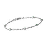 Chain Link Bracelet Emerald 14k Solid White Gold Handmade, Chain Bracelet, Link Bracelet, White Gold Bracelet, Emerald Bracelet