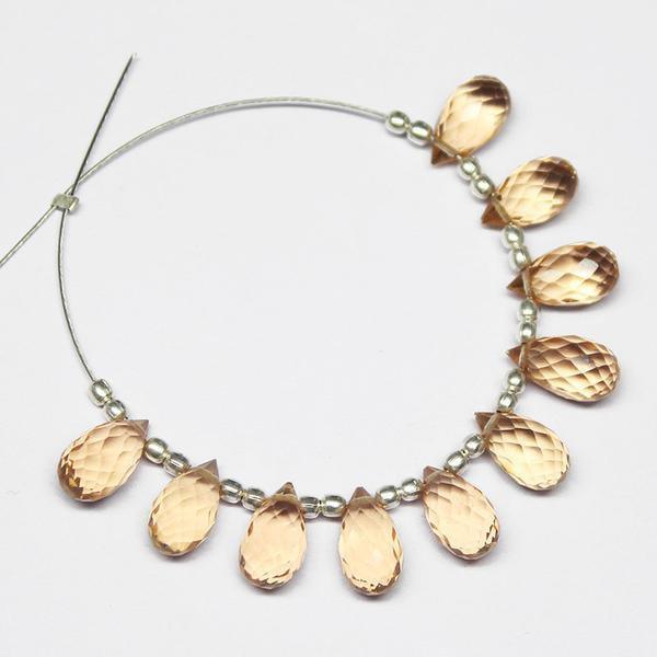 Champagne Quartz Faceted Tear Drop Briolette Beads 10 beads 10x5mm - Jalvi & Co.