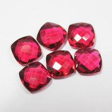 Load image into Gallery viewer, Cherry Red Quartz Faceted Cushion Square Gemstone Matching Pair Beads 6pc 10mm - Jalvi & Co.