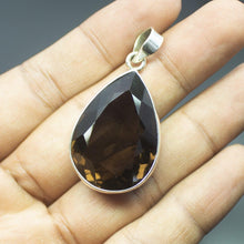 Load image into Gallery viewer, Christmas Gift, 16.50g, Totally Handmade Natural Smoky Quartz Pear Shape 925 Sterling Silver Pendant - Jalvi &amp; Co.