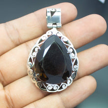 Load image into Gallery viewer, Christmas Gift, 21.2g, Totally Handmade Natural Smoky Quartz Pear Shape 925 Sterling Silver Pendant - Jalvi &amp; Co.