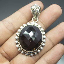 Load image into Gallery viewer, Christmas Gift, 21.7g, Totally Handmade Natural Smoky Quartz Oval Shape 925 Sterling Silver Pendant - Jalvi &amp; Co.