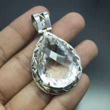 Load image into Gallery viewer, Christmas Gift, 23.1g, Totally Handmade Natural White Quartz Pear Shape 925 Sterling Silver Pendant - Jalvi &amp; Co.