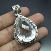 Load image into Gallery viewer, Christmas Gift, 23.1g, Totally Handmade Natural White Quartz Pear Shape 925 Sterling Silver Pendant - Jalvi &amp; Co.