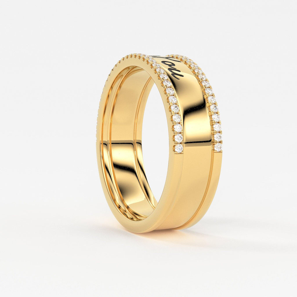Chunky Custom Engraving Ring Ring/ Personalized Jewelry in 14k Gold and Diamonds / Perfect Gift for Mother / Alphabet Ring / Name Ring Gift - Jalvi & Co.