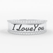 Load image into Gallery viewer, Chunky Custom Engraving Ring Ring/ Personalized Jewelry in 14k Gold and Diamonds / Perfect Gift for Mother / Alphabet Ring / Name Ring Gift - Jalvi & Co.