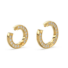 Load image into Gallery viewer, Clicker Round Connector / Solid Gold Clasp / Diamond Pave Clasp / Diamond Connector/ Necklace Connector Clasp Lock / Gold Charm holder - Jalvi & Co.