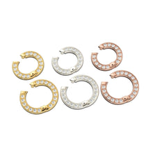 Load image into Gallery viewer, Clicker Round Connector / Solid Gold Clasp / Diamond Pave Clasp / Diamond Connector/ Necklace Connector Clasp Lock / Gold Charm holder - Jalvi & Co.