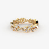 Cluster Baguette Eternity Ring / 14k Gold Stacking Diamond Wedding Band / Full Eternity Diamond Ring / Stackable Ring / Prong Set Ring