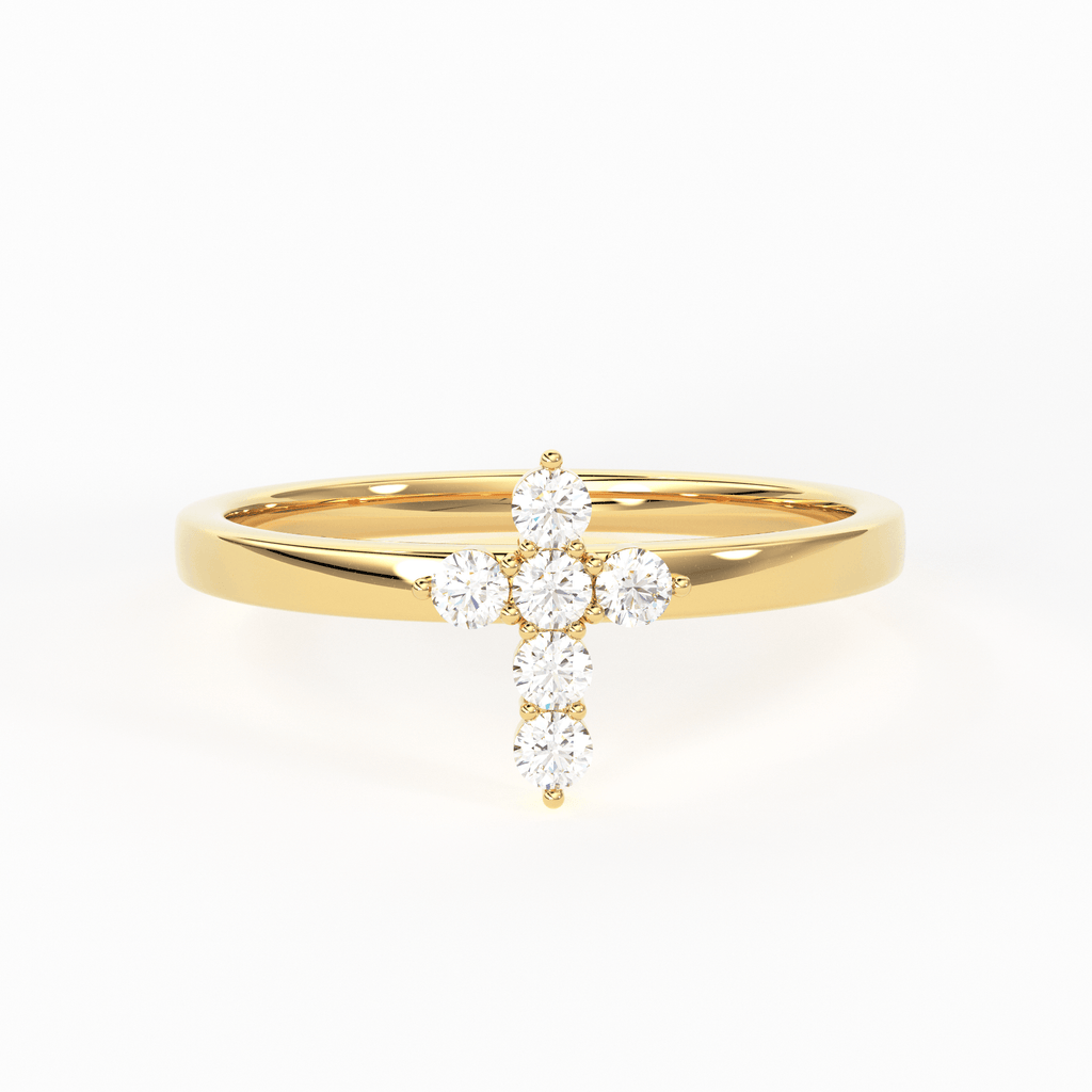 Cross Diamond Ring / Dainty Diamond Ring / Diamond Ring / Religious Ring / Stacking Ring / Baptism Gift Ring - Jalvi & Co.