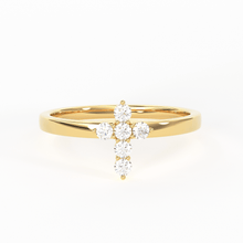 Load image into Gallery viewer, Cross Diamond Ring / Dainty Diamond Ring / Diamond Ring / Religious Ring / Stacking Ring / Baptism Gift Ring - Jalvi & Co.
