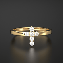 Load image into Gallery viewer, Cross Diamond Ring / Dainty Diamond Ring / Diamond Ring / Religious Ring / Stacking Ring / Baptism Gift Ring - Jalvi & Co.