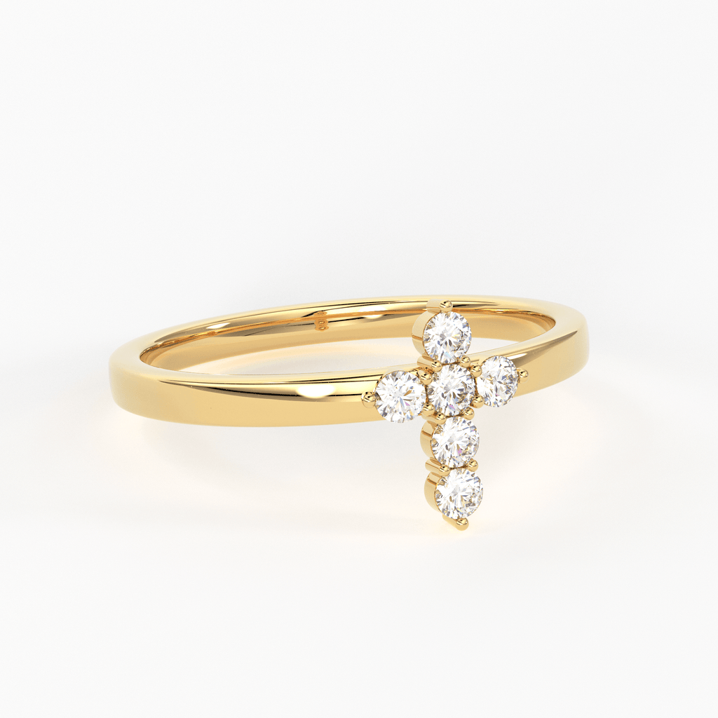 Cross Diamond Ring / Dainty Diamond Ring / Diamond Ring / Religious Ring / Stacking Ring / Baptism Gift Ring - Jalvi & Co.