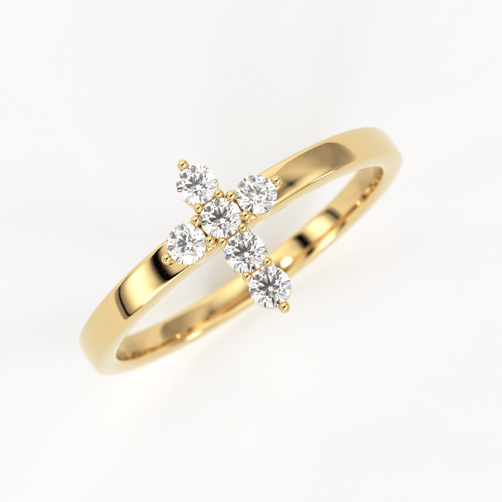 Cross Diamond Ring / Dainty Diamond Ring / Diamond Ring / Religious Ring / Stacking Ring / Baptism Gift Ring - Jalvi & Co.