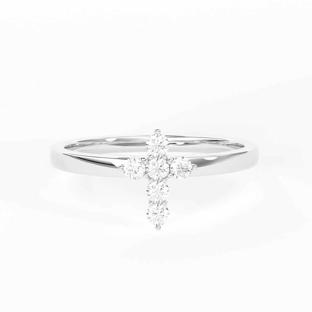 Cross Diamond Ring / Dainty Diamond Ring / Diamond Ring / Religious Ring / Stacking Ring / Baptism Gift Ring - Jalvi & Co.