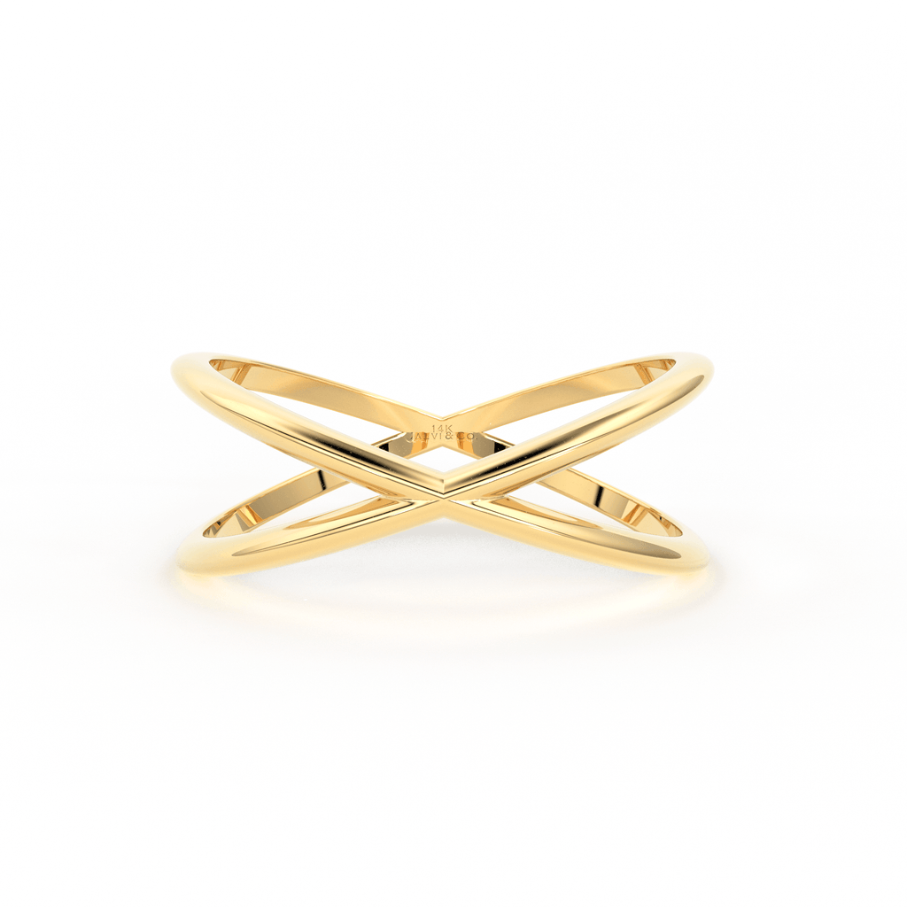 Crossover Solid Gold / Dainty Gold X Ring / Adelyn / White Gold, Yellow Gold , Rose Gold / Criss Cross Ring / 14k Gold Ring - Jalvi & Co.