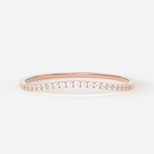 Load image into Gallery viewer, Curved Diamond Wedding Ring / Curved Wedding Band Rose Gold / 14k Solid Gold Diamond Ring / Halo Diamond Ring - Jalvi & Co.