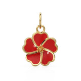 Dainty Hibiscus Solid Gold Enamel Charm / Tropical Flower Gold Enamel Pendant / Hawaiian Inspired Jewelry for Necklace Bracelet Earring