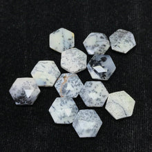 Load image into Gallery viewer, Dendrite Opal Faceted Hexagon White Gemstone Loose Beads Pair 15pcs 10mm - Jalvi &amp; Co.