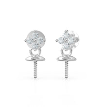 Load image into Gallery viewer, Diamond 18k Solid Gold Ear Post Earrings with 4mm cup / Diamond Ear Post with Bead Cap / Diamond Pear Cap 14k Gold Jewelry Making Finding - Jalvi & Co.
