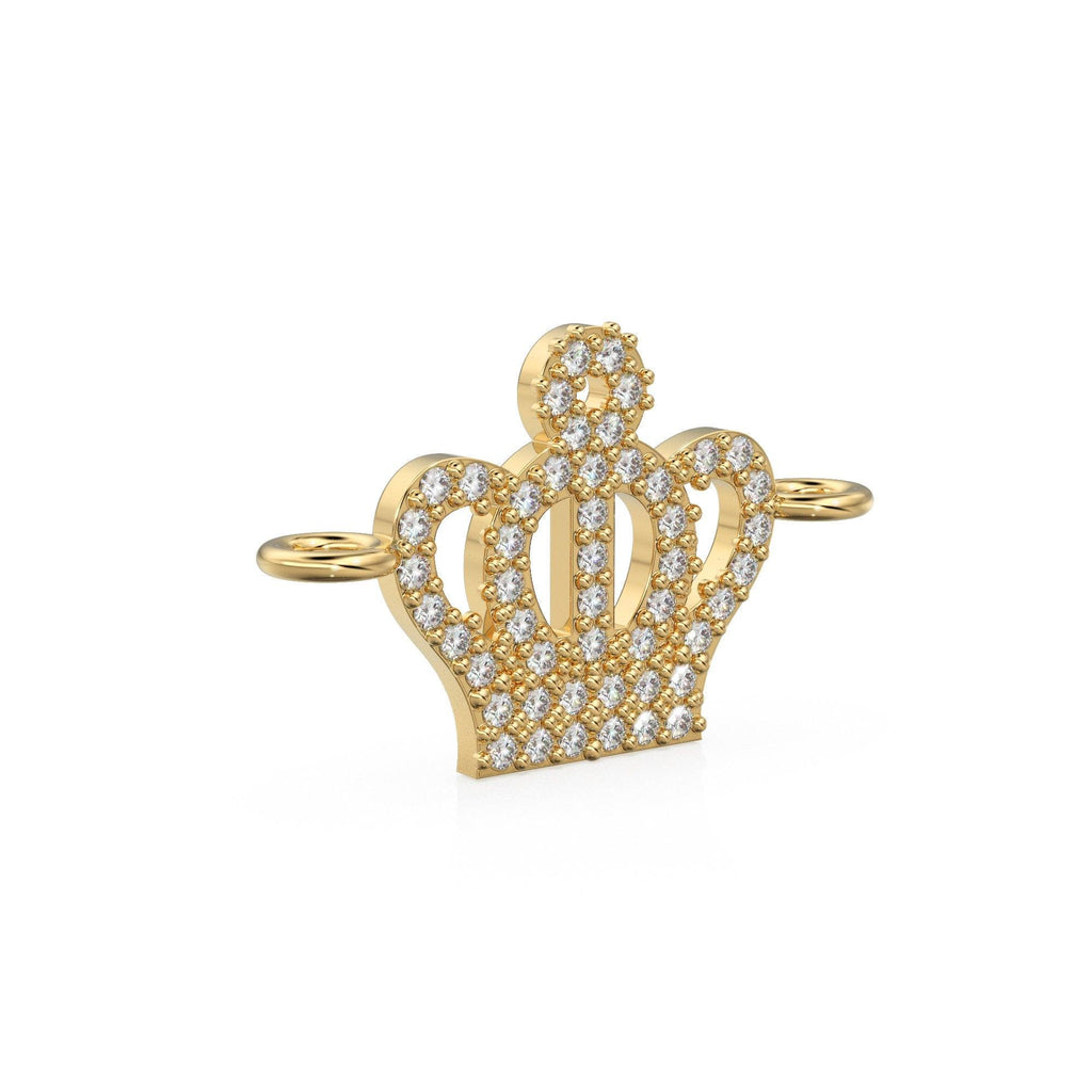 Diamond Crown Connector / Gold Diamond Crown / King Pave Charms / 14k Gold Christmas Charms / 18k Gold Crown pendant / Earrings Bracelet - Jalvi & Co.
