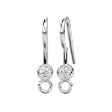 Load image into Gallery viewer, Diamond Ear wires Pair Finding 13.50x3mm 23 GAUGE 14k 18k Solid Gold Brilliant - Jalvi & Co.