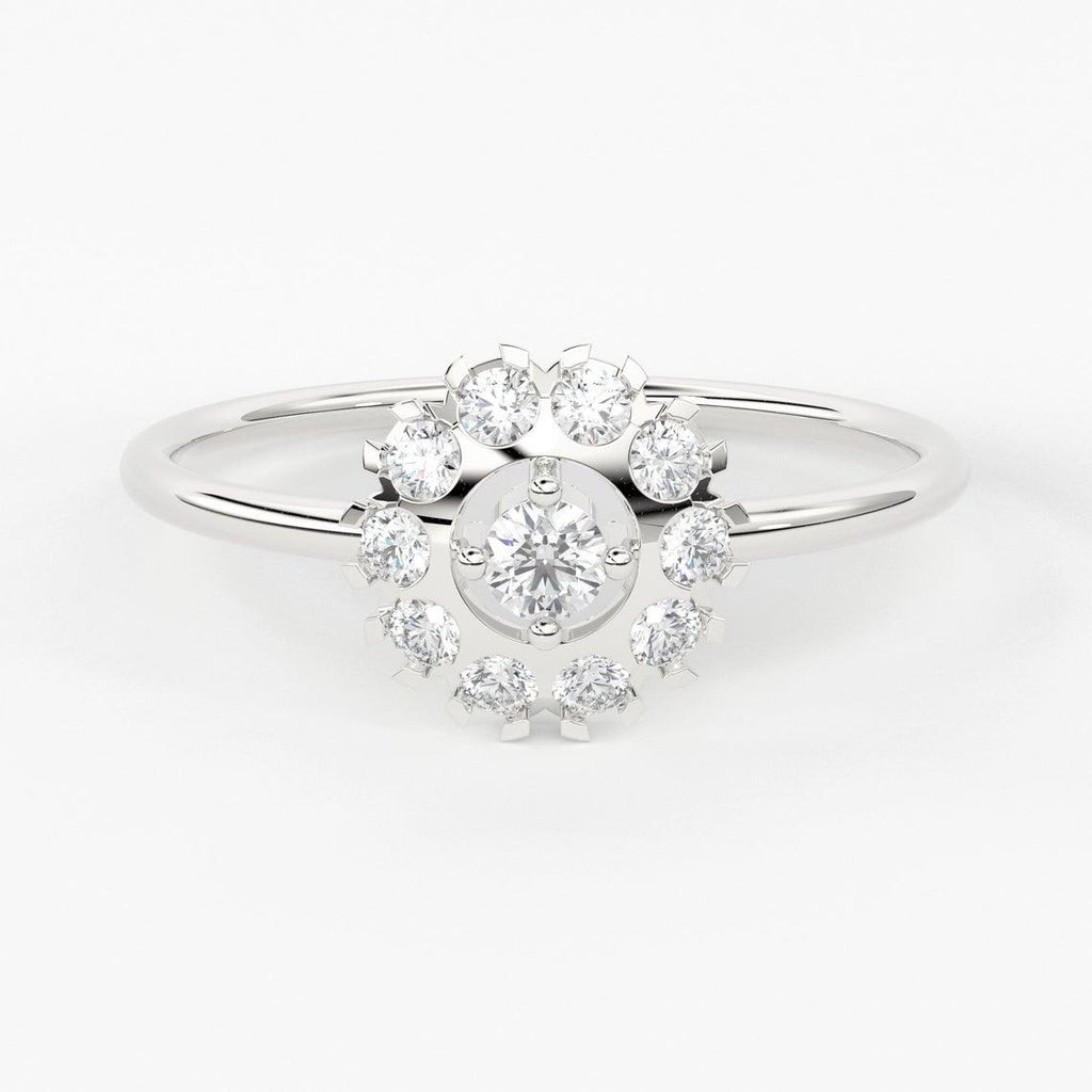 Diamond Gold Ring / 14k Halo Gold Ring / 14k Solid Gold Ring / Gold Ring / Statement Ring - Jalvi & Co.