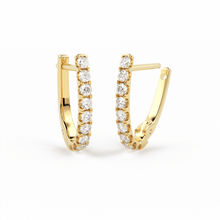 Load image into Gallery viewer, Diamond Pave Huggie Earrings / Diamond Huggies / 14k Solid Gold Huggie Earrings / Tiny Huggie Earrings / 1MM Diamond Hoop Earrings / Gift For Her - Jalvi & Co.