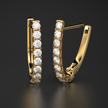 Load image into Gallery viewer, Diamond Pave Huggie Earrings / Diamond Huggies / 14k Solid Gold Huggie Earrings / Tiny Huggie Earrings / 1MM Diamond Hoop Earrings / Gift For Her - Jalvi & Co.