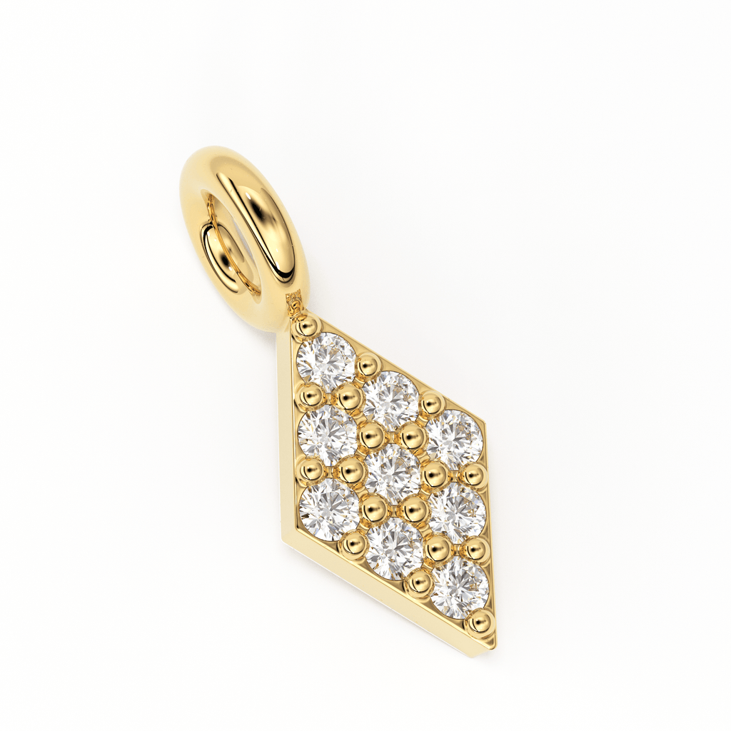 Diamond Pave Setting Charm / 14k 18k Solid Gold Charm / Gold Jewelry Supplies / Diamond Charm Finding / Christmas Sale - Jalvi & Co.