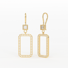 Load image into Gallery viewer, Diamond Princess Cut Link Diamond Dangle Earrings / 14K Solid Gold Earring / Pave Diamond Earrings / Link Chain Dangle Drop Earrings / Gift for Her - Jalvi & Co.