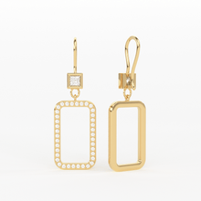 Load image into Gallery viewer, Diamond Princess Cut Link Diamond Dangle Earrings / 14K Solid Gold Earring / Pave Diamond Earrings / Link Chain Dangle Drop Earrings / Gift for Her - Jalvi & Co.