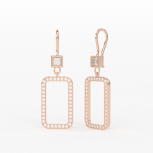 Load image into Gallery viewer, Diamond Princess Cut Link Diamond Dangle Earrings / 14K Solid Gold Earring / Pave Diamond Earrings / Link Chain Dangle Drop Earrings / Gift for Her - Jalvi & Co.