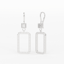 Load image into Gallery viewer, Diamond Princess Cut Link Diamond Dangle Earrings / 14K Solid Gold Earring / Pave Diamond Earrings / Link Chain Dangle Drop Earrings / Gift for Her - Jalvi & Co.
