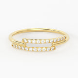 Diamond Ring / 14k Solid Gold Diamond Pave Ring / Cross Over Diamond Stackable Ring / 14k White Gold Diamond Ring