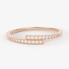 Load image into Gallery viewer, Diamond Ring / 14k Solid Gold Diamond Pave Ring / Cross Over Diamond Stackable Ring / 14k White Gold Diamond Ring - Jalvi & Co.