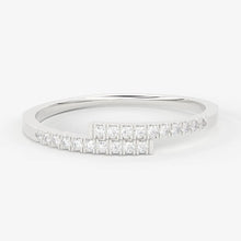 Load image into Gallery viewer, Diamond Ring / 14k Solid Gold Diamond Pave Ring / Cross Over Diamond Stackable Ring / 14k White Gold Diamond Ring - Jalvi & Co.