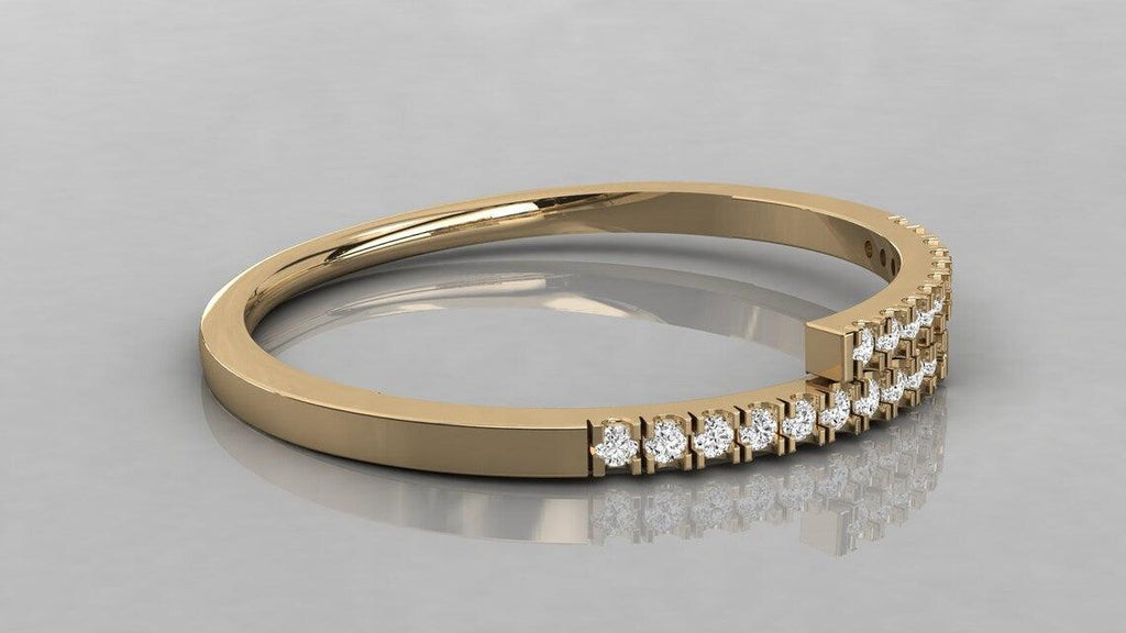 Diamond Ring / 14k Solid Gold Diamond Pave Ring / Cross Over Diamond Stackable Ring / 14k White Gold Diamond Ring - Jalvi & Co.