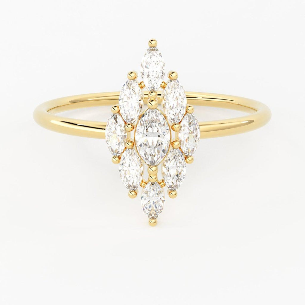 Diamond Ring / Marquise Diamond Ring in 14k Gold / Marquise Diamond Cluster Ring / Diamond Engagement Wedding Ring - Jalvi & Co.