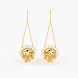 Diamond Skull Queen Earrings / Skull 14k Gold Drop Earrings / Skull Jewelry / Diamond Studded Gothic Jewelry / Goth Jewelry / Skull Crown