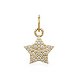 Diamond Solid Gold Pave Star Charm / 18k Gold Star Pendant / Petite Brilliant Diamond Charm / Solid Gold Star Charm / Charm for Bracelets