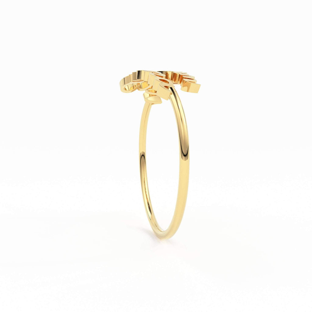 Double Name Ring / Solid 14K Gold / Two Name Ring / Initial Gold Ring / Stackable Letter Ring / Stackable Initial Rings / Personalized Gift - Jalvi & Co.