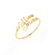 Load image into Gallery viewer, Double Name Ring / Solid 14K Gold / Two Name Ring / Initial Gold Ring / Stackable Letter Ring / Stackable Initial Rings / Personalized Gift - Jalvi & Co.