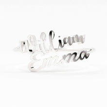 Load image into Gallery viewer, Double Name Ring / Solid 14K Gold / Two Name Ring / Initial Gold Ring / Stackable Letter Ring / Stackable Initial Rings / Personalized Gift - Jalvi & Co.