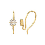 Duo Baguette Diamond Ear wires Pair Finding 16.20x2.80mm 20 GAUGE 14k 18k Solid Gold Brilliant
