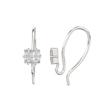 Load image into Gallery viewer, Duo Baguette Diamond Ear wires Pair Finding 16.20x2.80mm 20 GAUGE 14k 18k Solid Gold Brilliant - Jalvi & Co.