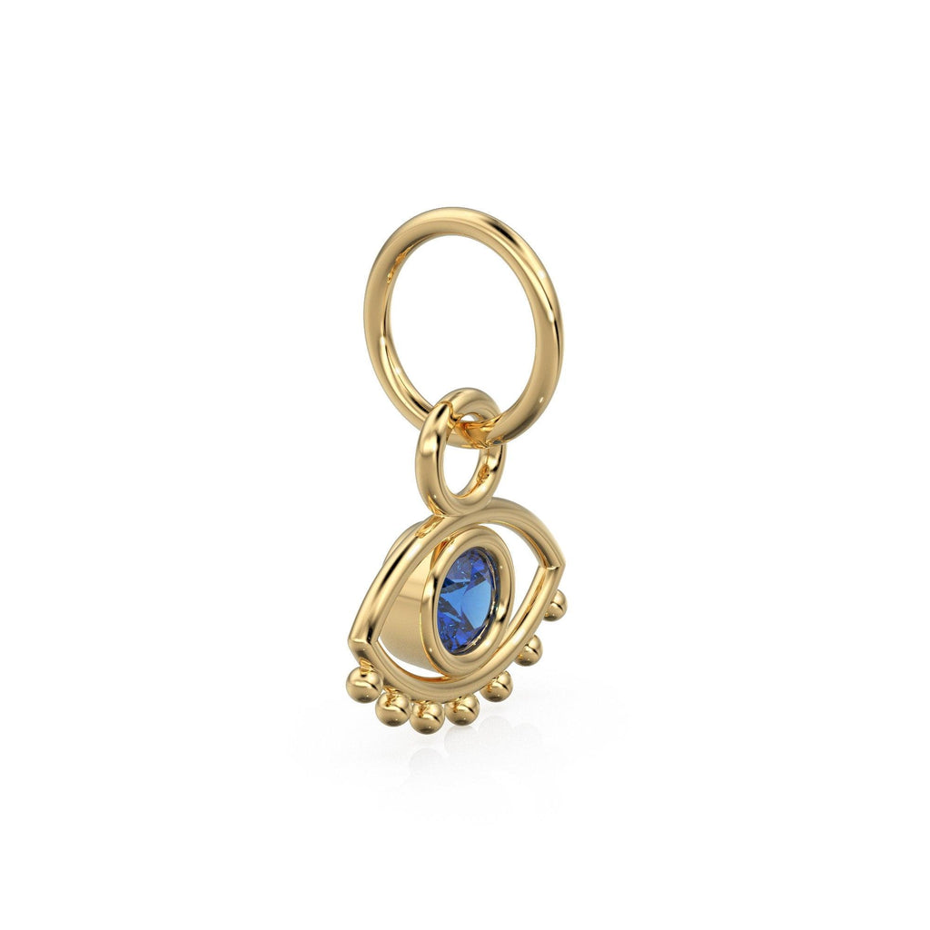 Elegant Blue Topaz Charm, 18k Solid Gold Charm, Moissanite Gold Charm, Emerald Gold Charm, Charm Pendant, Charm Necklace,Handmade Gold Charm - Jalvi & Co.