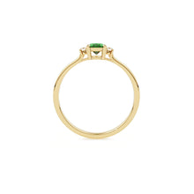 Load image into Gallery viewer, Emerald Ring / Emerald Engagement Ring in 14k Gold / Oval Cut Natural 3 Stone Emerald Diamond Ring / May Birthstone / Promise Ring - Jalvi &amp; Co.