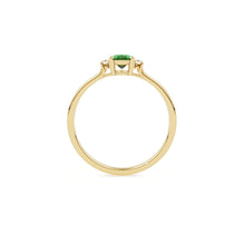 Load image into Gallery viewer, Emerald Ring / Emerald Engagement Ring in 14k Gold / Oval Cut Natural 3 Stone Emerald Diamond Ring / May Birthstone / Promise Ring - Jalvi & Co.